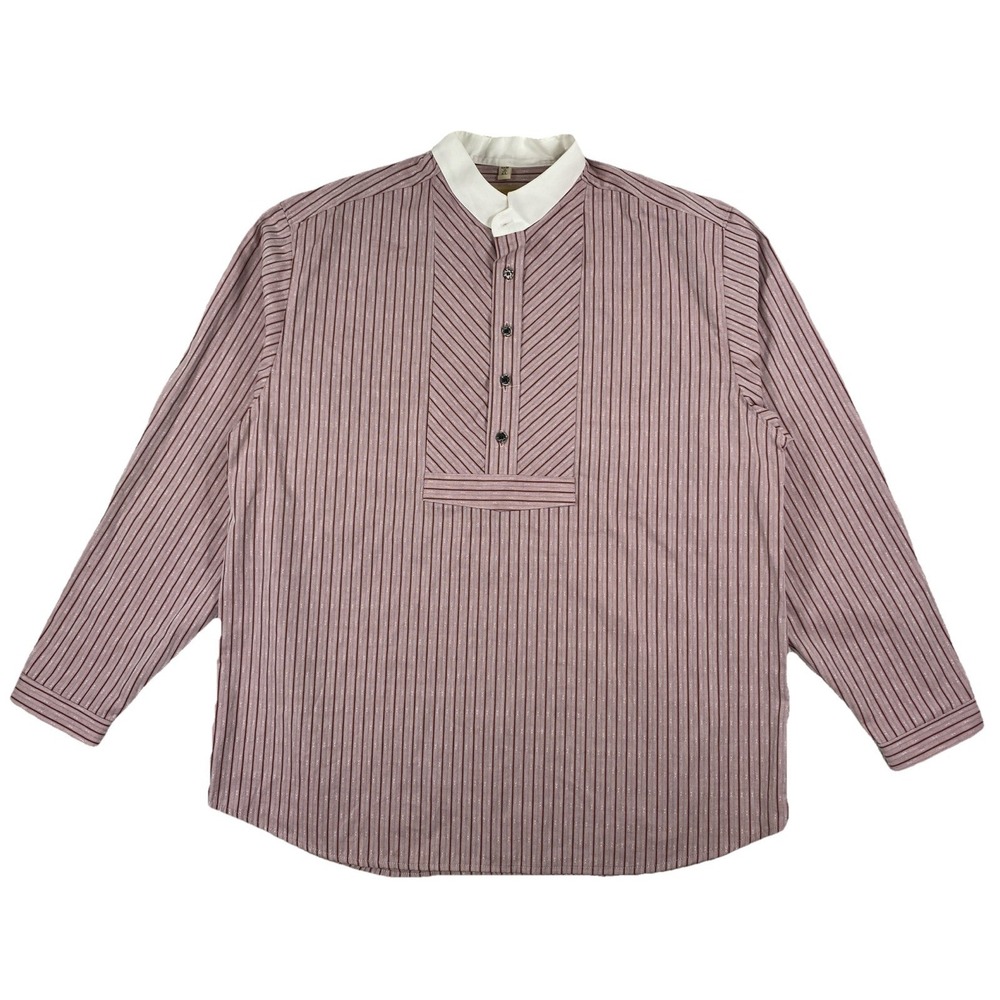 Wah Maker Western 1/2 Button Shirt Men's XL Red Striped Made USA